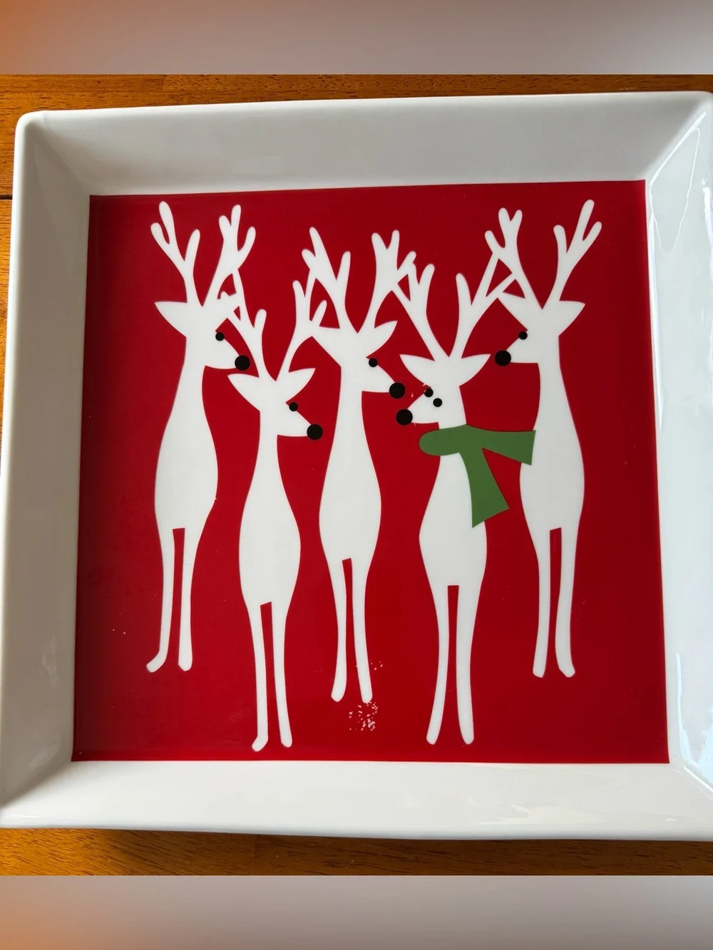 Good used condition Crate and Barrel holiday serving platter and plates